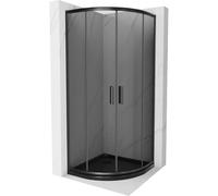 Mexen Rio cabina de ducha semicircular 80 x 80 cm, grafito, negro + plato de ducha Flat, negro - 863-080-080-70-40-4170B 14577 5907709148222