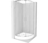 Mexen Rio cabina de ducha semicircular 80 x 80 cm, transparente, cromo + plato de ducha, blanco - 863-080-080-01-00-4710 13388 5907709166073