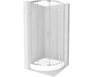 Mexen Rio cabina de ducha semicircular 80 x 80 cm, transparente, cromo + plato de ducha, blanco - 863-080-080-01-00-4710 13388 5907709166073