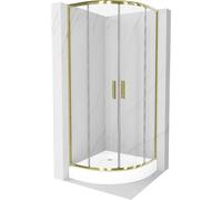 Mexen Rio cabina de ducha semicircular 90 x 90 cm, transparente, dorado + plato de ducha Rio, blanco - 863-090-090-50-00-4710 14423 5907709149533