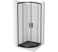 Mexen Rio cabina de ducha semicircular 90 x 90 cm, transparente, negra + plato de ducha Flat, negro - 863-090-090-70-00-4170B 13386 5907709166042