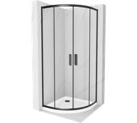 Mexen Rio cabina de ducha semicircular 90 x 90 cm, transparente, negro + plato de ducha Flat, blanco - 863-090-090-70-00-4110B 13374 5907709165854