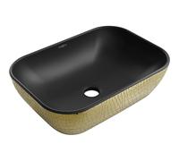 Mexen Rita lavabo de encimera 45 x 32 cm, negro mate/patrón de escamas doradas - 21084578 21908 5907709156685