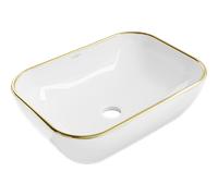 Mexen Rita lavabo de sobreponer 45 x 32 cm, blanco/borde dorado - 21084505 2320 5907709190887