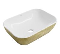 Mexen Rita lavabo sobre encimera 45 x 32 cm, blanco/dorado patrón escama - 21084554 1086 5907709190917