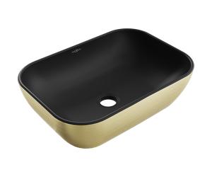Mexen Rita lavabo sobre encimera 45 x 32 cm, negro mate/oro patrón líneas - 21084577 21907 5907709156654
