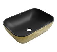 Mexen Rita lavabo sobre encimera 45 x 32 cm, negro mate/patrón de escamas dorado - 21084578 21908 5907709156685