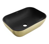 Mexen Rita lavabo sobre encimera 45 x 32 cm, negro mate/patrón dorado líneas - 21084577 21907 5907709156654