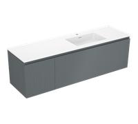 Mexen Rivel armario de baño 160 cm con lavabo Otis derecho, 1S, 1D, ranurado, grafito/blanco mate - 91A23-16047-3-BBFF66-W18P01 85821 5905315774309