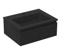 Mexen Rivel gabinete de baño 60 cm con lavabo Otis, 1 cajón, ranurado, negro mate - 91A20-06023-1-BF71-W18M71 82594 5905315494016