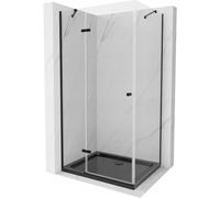 Mexen Roma cabina de ducha abatible 100 x 90 cm, transparente, negra + plato de ducha Flat, negro - 854-100-090-70-00-4070B 13592 5907709167919
