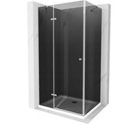 Mexen Roma cabina de ducha abatible 110 x 70 cm, grafito, cromo + plato de ducha Flat, blanco - 854-110-070-01-40-4010 13661 5907709168541