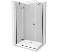 Mexen Roma cabina de ducha abatible 110 x 90 cm, transparente, negra + plato de ducha Flat, blanco - 854-110-090-70-00-4010B 13631 5907709168190