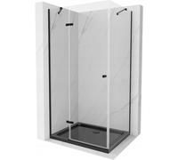 Mexen Roma cabina de ducha abatible 80 x 120 cm, transparente, negra + plato de ducha Flat, negro - 854-080-120-70-00-4070B 13588 5907709168695