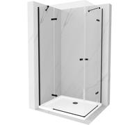 Mexen Roma Duo cabina de ducha abatible 80 x 70 cm, transparente, negra + plato de ducha Flat - 854-080-070-70-02-4010B 13336 5907709165403