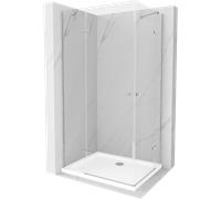 Mexen Roma Duo cabina de ducha abatible 90 x 80 cm, transparente, cromo + plato de ducha Flat - 854-090-080-01-02-4010 13303 5907709165649