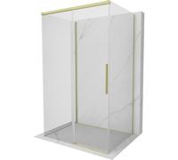 Mexen Rox-3S cabina de ducha de 3 paredes corredera de 145 x 75 cm, transparente, oro cepillado - 8C2-145-075-55-00-3S 87489 5905315718686