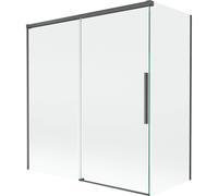 Mexen Rox mampara de bañera 2 hojas correderas 150 + 70 x 150 cm, transparente, gris arma cepillado - 8C9-150-070-66-00 84769 5905315709622