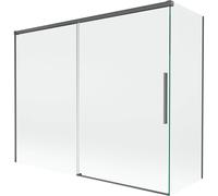 Mexen Rox mampara de baño deslizante de 2 alas 190 + 90 x 150 cm, transparente, gris armónicamente cepillado 84785 5905315709905