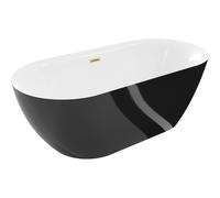 Mexen Roxy bañera exenta 170 x 80 cm, blanca/negra, desbordamiento dorado cepillado - 51201708075-55 46534 5905315384942