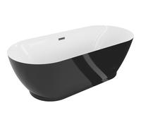 Mexen Roxy bañera exenta 180 x 85 cm, blanca/negra, desagüe gun gray cepillado - 51201808575-66 46557 5905315385178