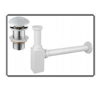 Mexen semi-sifón cuadrado para lavabo con tapón cerámico clic-clac, sin rebosadero, blanco - 7991060-25 6527 5907709135475