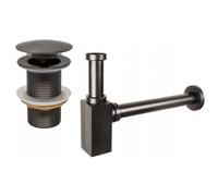 Mexen semi-sifón de lavabo cuadrado con tapón clic-clac, sin rebosadero, gris pistola cepillado - 7991060-66 6524 5907709135567