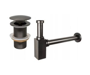 Mexen semisifón cuadrado para lavabo con tapón clic-clac, sin desbordamiento, grafito - 7991060-66 6524 5907709135567