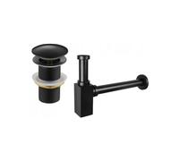 Mexen semisifón de lavabo cuadrado con tapón clic-clac, sin rebosadero, negro - 7991060-70 6525 5907709135499