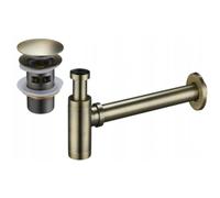 Mexen semisifón de lavabo redondo con tapón clic-clac, con rebosadero, latón antiguo - 7992050-40 6511 5907709135383