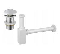 Mexen sifón de lavabo cuadrado con tapón cerámico clic-clac, sin rebosadero, blanco - 7991060-25 6527 5907709135475