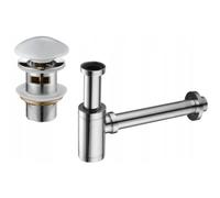 Mexen sifón de lavabo redondo con tapón cerámico clic-clac, con rebosadero, cromo/blanco - 7992050-02 6513 5907709127074