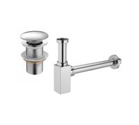 Mexen sifón medio cuadrado para lavabo con tapón clic-clac, sin rebosadero, cromo - 7991060-00 6520 5907709135413