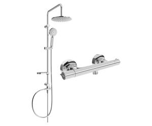 Mexen Slim Carl conjunto de ducha exterior con ducha de lluvia y grifo de ducha termostático, cromo - 77105240-00 5962 5907709180468