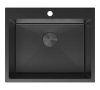 Mexen Solix fregadero de acero inoxidable de 1 compartimento 600 x 500 mm, negro - 6408601000-70 78948 5905315981882