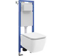 Mexen Stella conjunto empotrado WC bastidor estrecho, esquinero Tex W con taza WC y asiento de cierre lento, blanco 101592 5907931049144