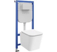 Mexen Teo juego empotrado WC bastidor neumático Tex Air E con inodoro Tornado y asiento de cierre suave, blanco 101621 5907931049403