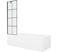 Mexen Vega bañera rectangular 150 x 70 cm con carcasa y mampara de 1 hoja de 60 cm, patrón negro - 550115070X9506007077 22310 5905315205001