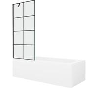 Mexen Vega bañera rectangular 150 x 70 cm con cubierta y mampara de 1 hoja 80 cm, patrón negro - 550115070X9508007077 22312 5905315205025