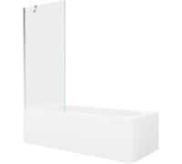 Mexen Vega bañera rectangular 150 x 70 cm con cubierta y mampara de 1 hoja 80 cm, transparente, cromo - 550115070X9508000001 22288 5905315204783