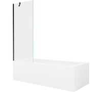 Mexen Vega bañera rectangular 150 x 70 cm con panel y mampara de 1 hoja 70 cm, transparente, negro - 550115070X9507000070 22299 5905315204899