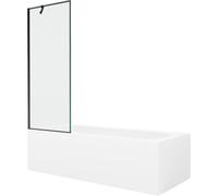 Mexen Vega bañera rectangular 150 x 70 cm con revestimiento y mampara de 1 hoja 70 cm, diseño negro - 550115070X9507007070 22305 5905315204950