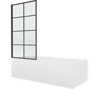 Mexen Vega bañera rectangular 150 x 70 cm con revestimiento y pantalla de 1 hoja 80 cm, patrón negro - 550115070X9308017077 13096 5907709162587