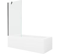 Mexen Vega bañera rectangular 160 x 70 cm con carcasa y mampara de 1 hoja 80 cm, transparente, negro - 550116070X9508000070 22330 5905315205209
