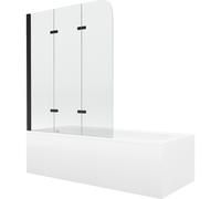 Mexen Vega bañera rectangular 160 x 70 cm con carcasa y mampara de 3 paneles 120 cm, transparente, negro - 550116070X9012037000 13141 5907709162662