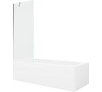 Mexen Vega bañera rectangular 160 x 70 cm con revestimiento y mampara de 1 hoja de 70 cm, transparente, cromo 22317 5905315205070