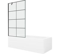 Mexen Vega bañera rectangular 170 x 70 cm con panel y mampara de 1 hoja 100 cm, diseño negro - 550117077X9510007077 22376 5905315205643