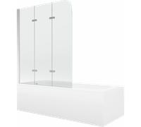 Mexen Vega bañera rectangular 170 x 70 cm con panel y mampara de 3 hojas 120 cm, transparente, cromo - 550117070X9012030100 13158 5907709107830