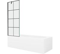 Mexen Vega bañera rectangular 170 x 70 cm con revestimiento y mampara de 1 hoja 70 cm, diseño negro - 550117077X9507007077 22373 5905315205612