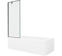 Mexen Vega bañera rectangular 170 x 70 cm con revestimiento y mampara de 1 hoja 70 cm, patrón negro - 550117070X9507007070 22367 5905315205551